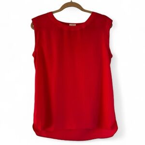 J. Crew Sleeveless Blouse Flowy Scoop Neck Tank Top Preppy Holiday Party Red S